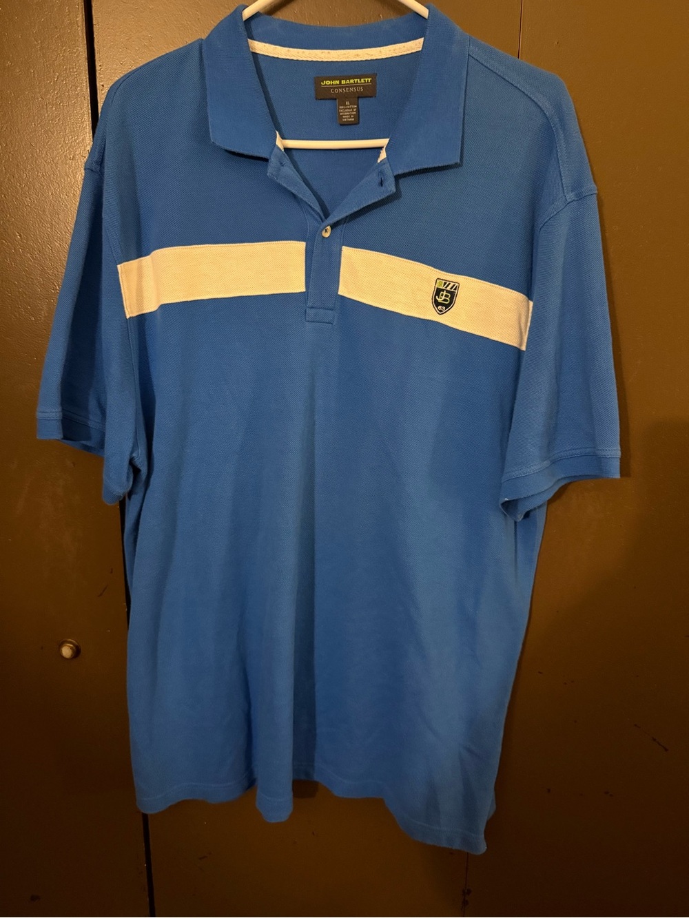 John Bartlett Collection Men’s Blue Polo with White Chest Stripe